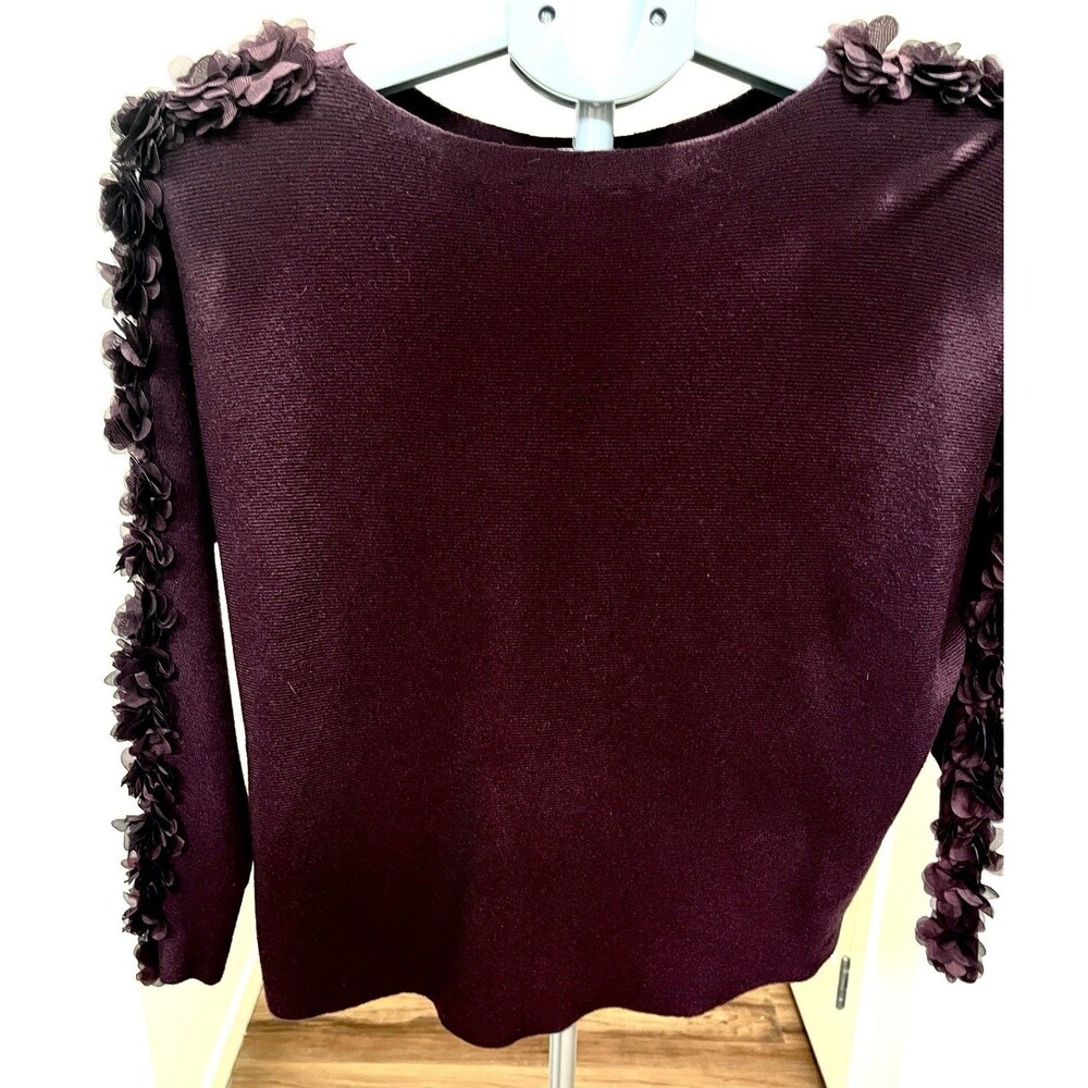 Women's Medium Sweater Sioni Milano Deep Burgundy Mixed Media -Work Office